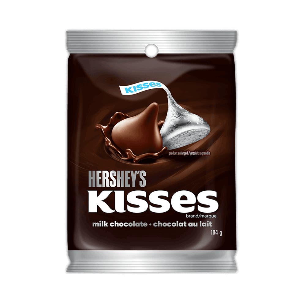Friandise au chocolat au lait HERSHEY'S KISSES, sac de 104 g - Devant de l’emballage