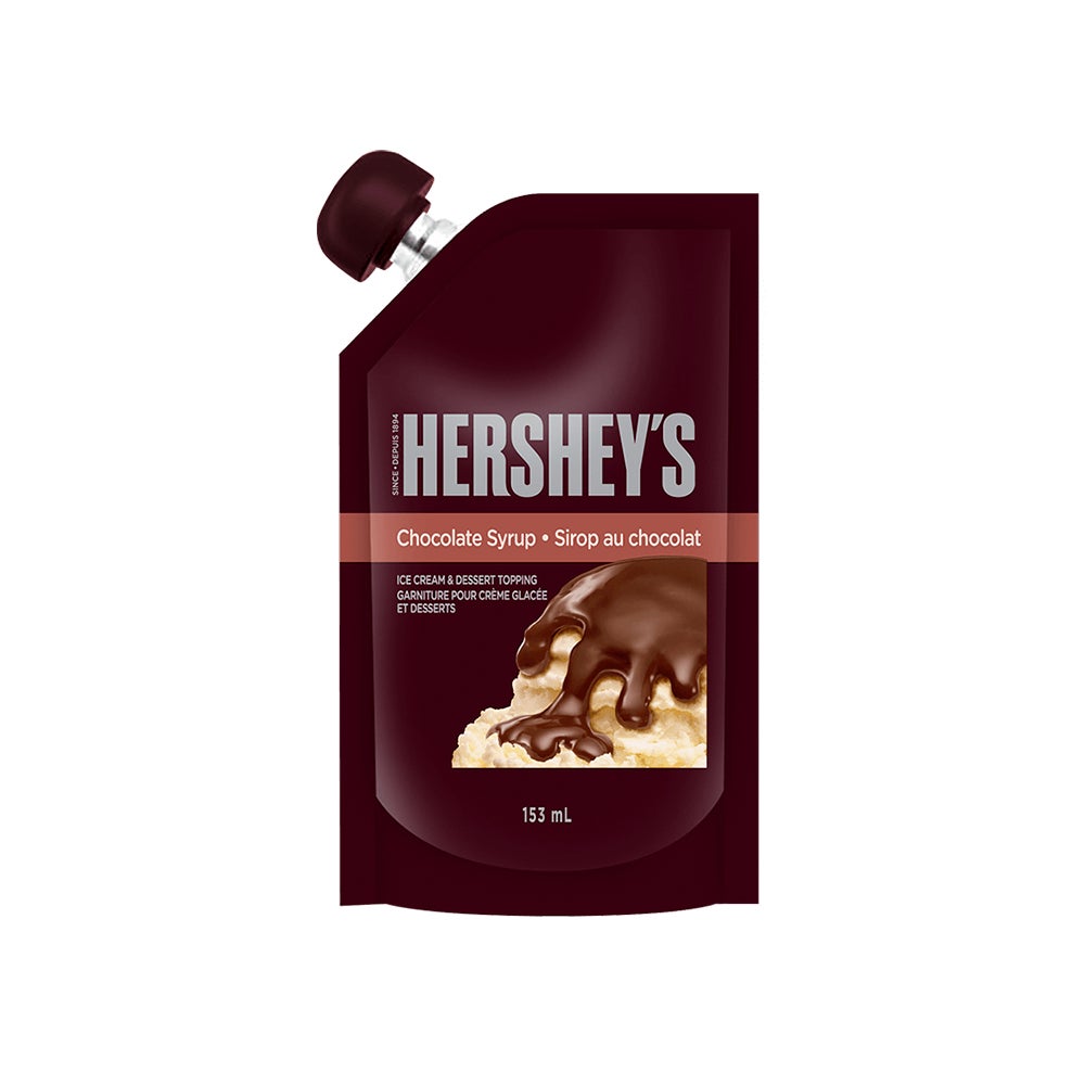 Sirop au chocolat HERSHEY'S, sachet de 153 g - Devant de l’emballage