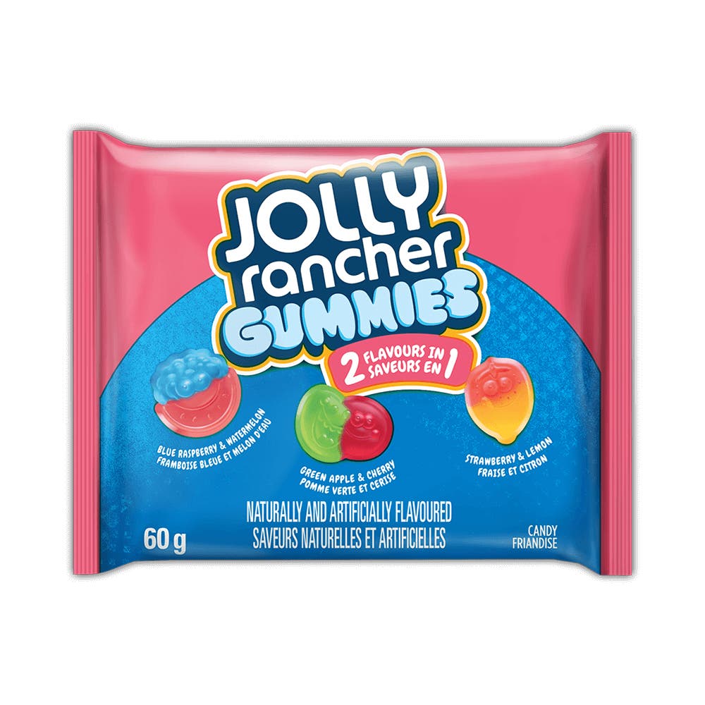 Bonbons gommeux JOLLY RANCHER originaux 2-en-1, sac de 60 g - Devant de l’emballage