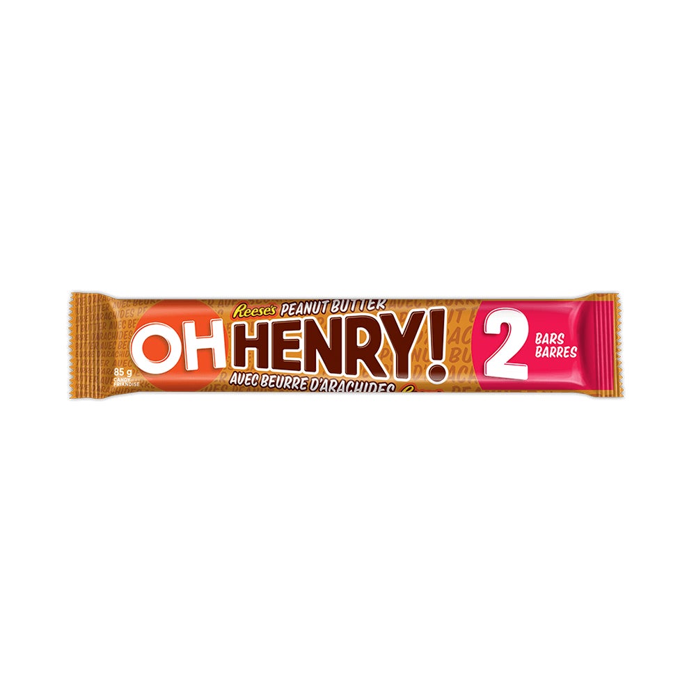 Barre de chocolat OH HENRY! REESE’S au beurre d’arachides grand format, 85 g - Devant de l’emballage