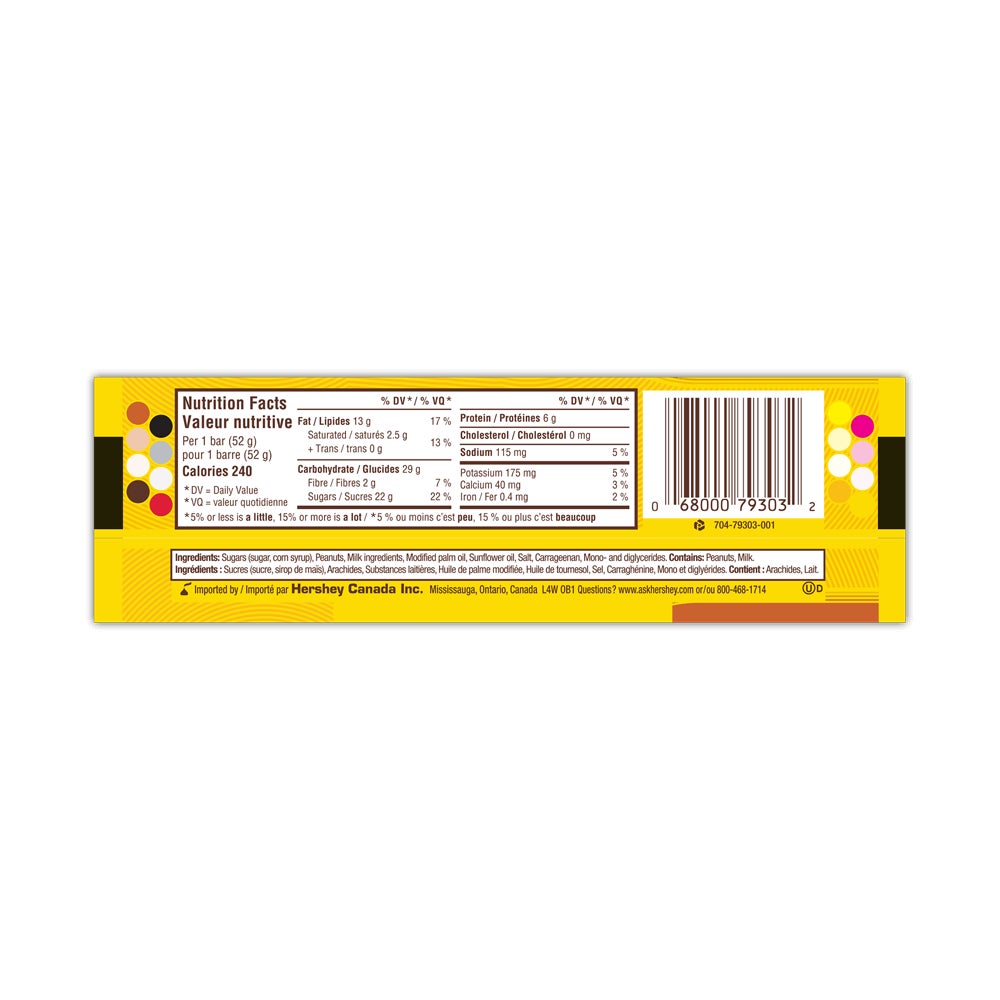 Barre OH HENRY! NUTTY grand format, 96 g - Dos de l’emballage