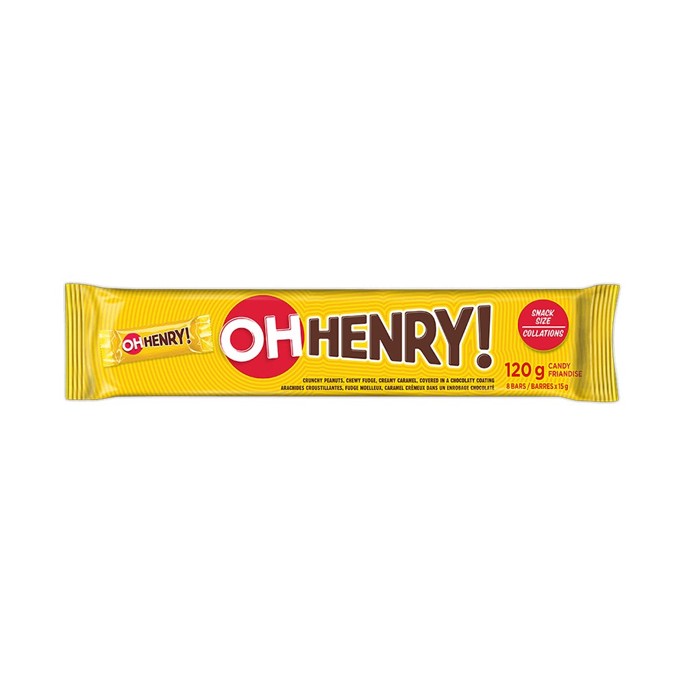 Barres chocolatées OH HENRY! format collation, 15 g, 8 barres - Devant de l’emballage