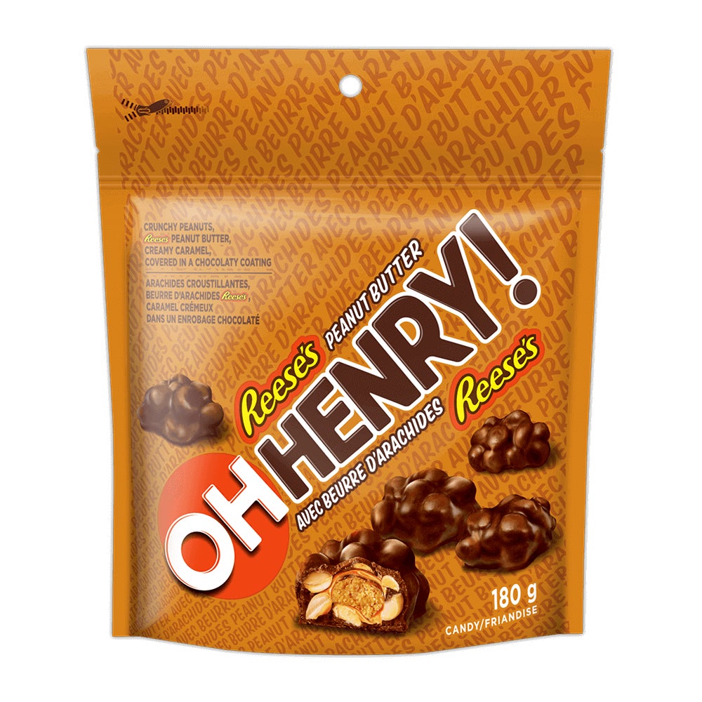 Bouchées au beurre d’arachides OH HENRY! REESE’S, sac de 180 g - Devant de l’emballage