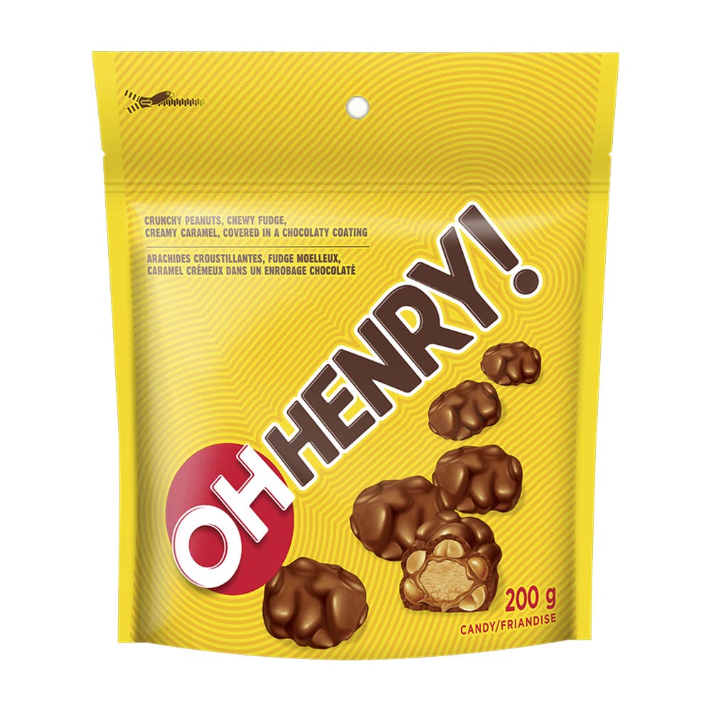 Bouchées de friandises chocolatées OH HENRY!, sac de 200 g - Devant de l’emballage