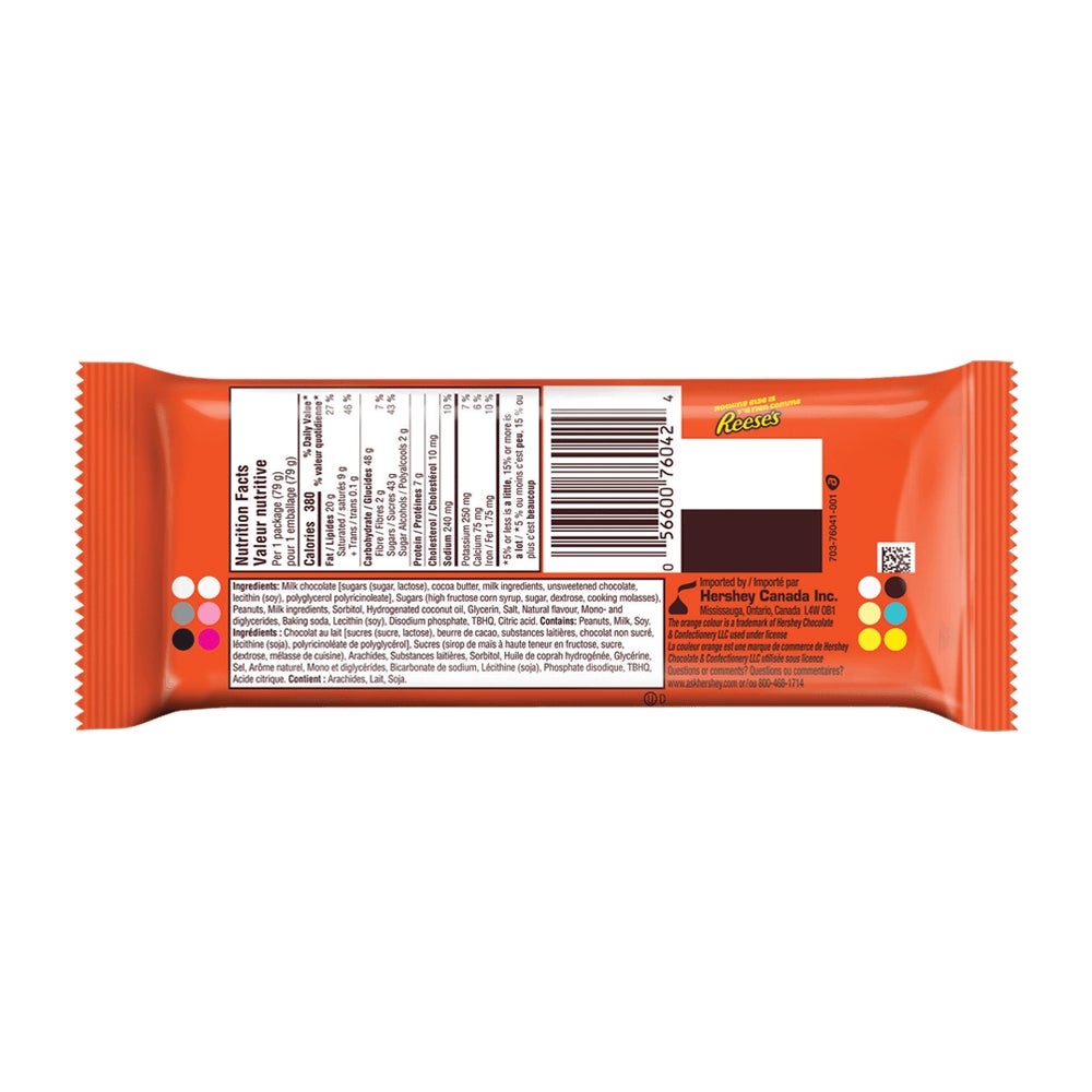 Grand format REESE'S BIG CUP avec caramel et beurre d'arachides, 79 g - Dos de l’emballage