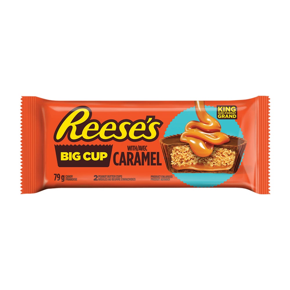 Grand format REESE'S BIG CUP avec caramel et beurre d'arachides, 79 g - Devant de l’emballage