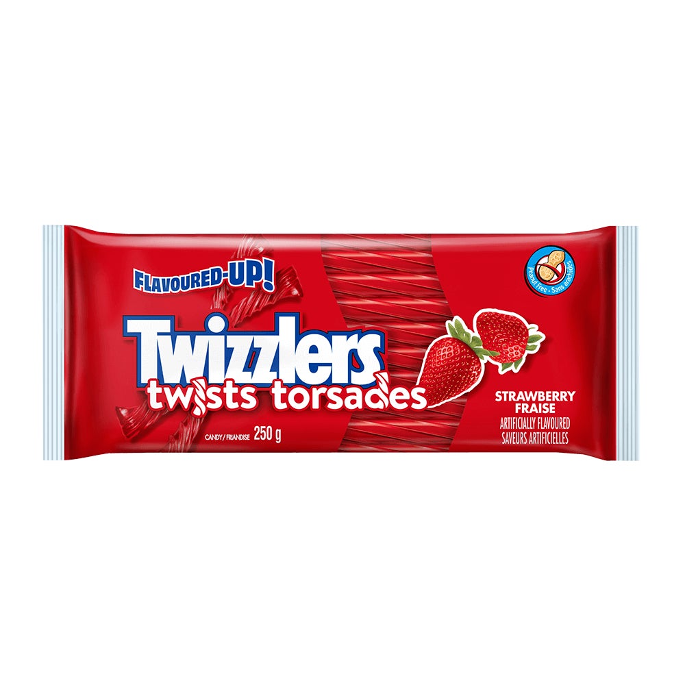 Friandises en torsades TWIZZLERS fraise, sac de 250 g - Devant de l’emballage