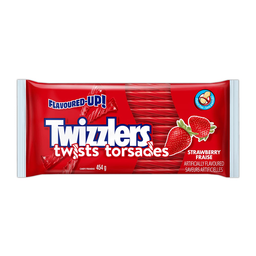 Friandises en torsades TWIZZLERS fraise, sac de 454 g - Devant de l’emballage