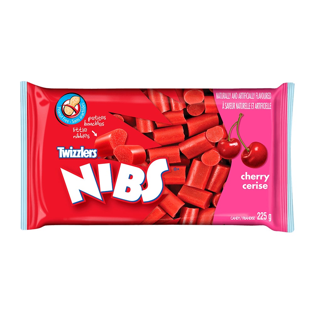 Friandises TWIZZLERS NIBS cerise, sac de 225 g - Devant de l’emballage