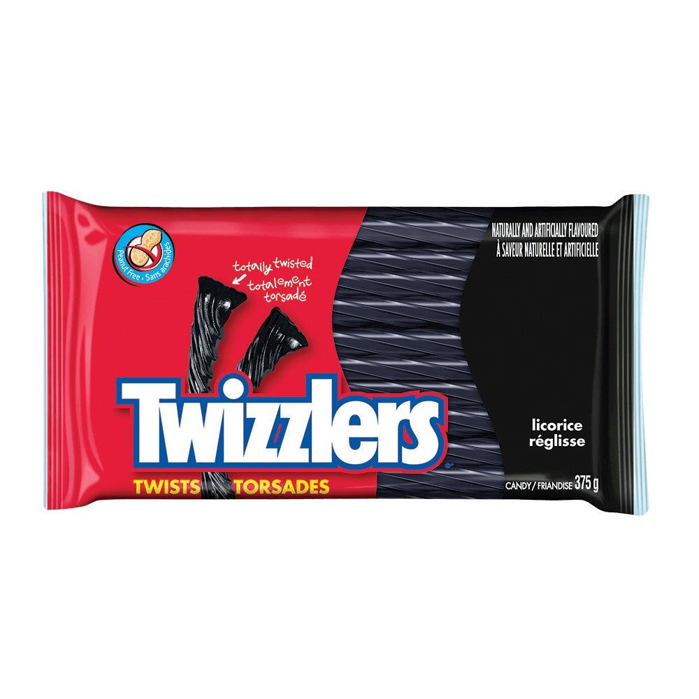 Réglisses en torsades TWIZZLERS, sac de 375 g - Devant de l’emballage