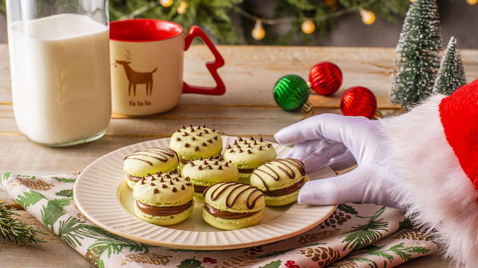 macarons aux brisures de chocolat à la menthe