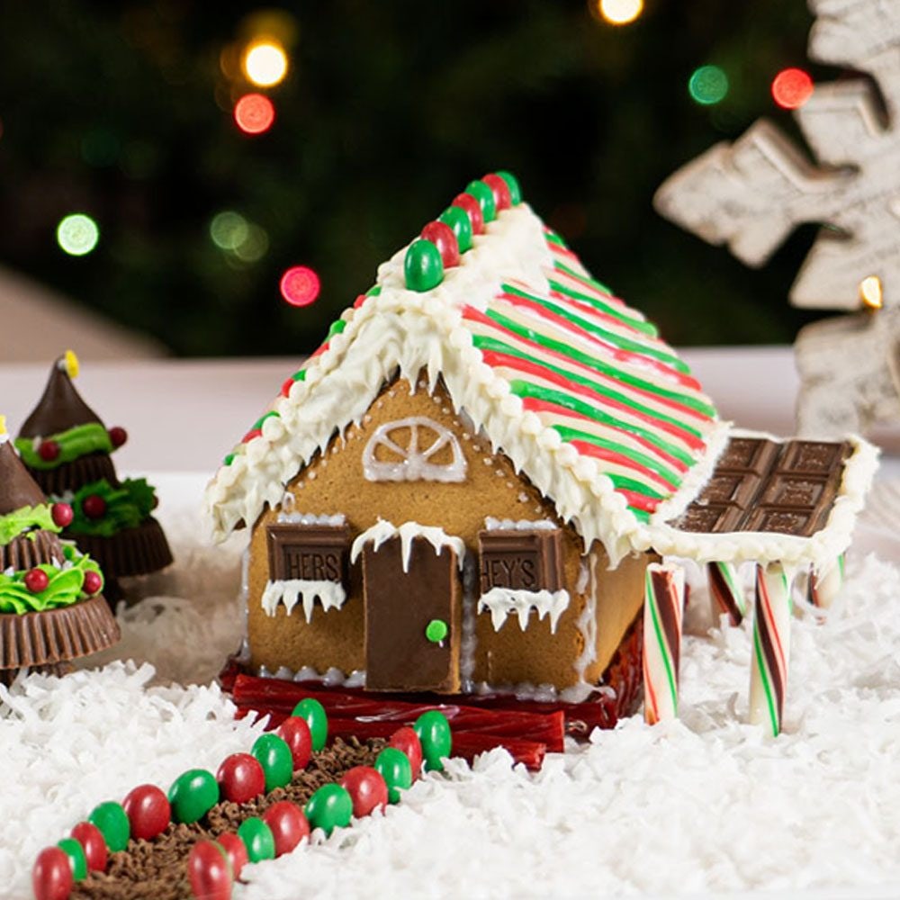 fully decorated gingerbread house